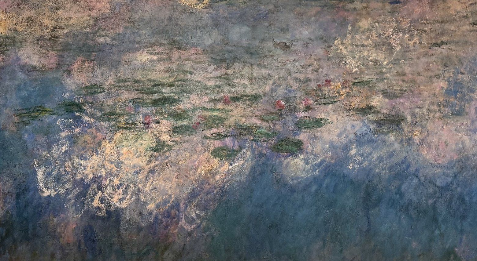 Detail of a personal photograph of Monet's Japanese footbridge and water lily painting, taken at the Met