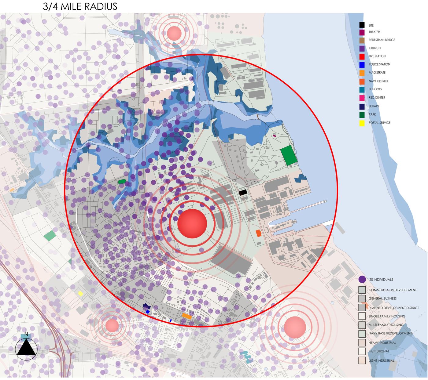 Three quarter mile radius analysis